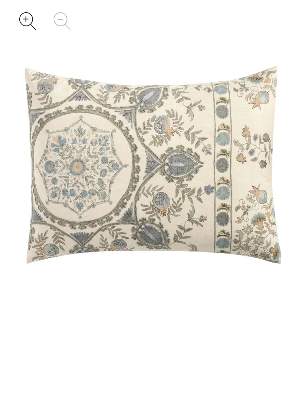 Pottery Barn Lilah Suzani Standard Sham - Gray/Blue Embroidered NWT